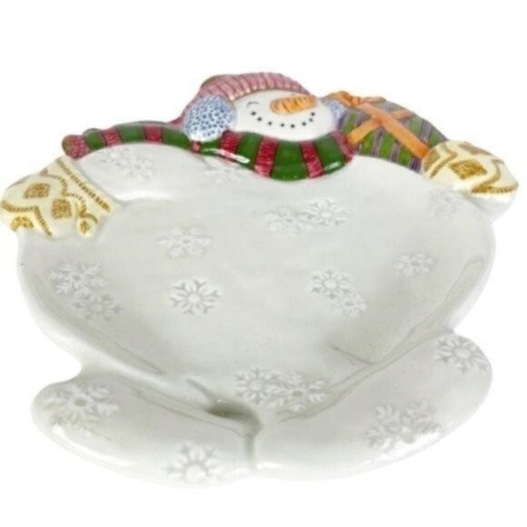 FROSTY Folks by Fitz and Floyd Snowman Canape Tray Server Dish Christmas plate - Picture 2 of 7